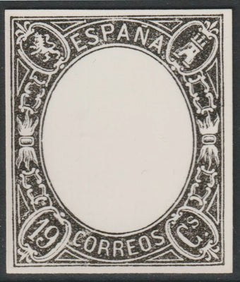 Spain 1865 Queen Isabella 19c twice stamp-size Photographic print of frame only from Sperati's own negative with BPA handstamp on back, superb reference