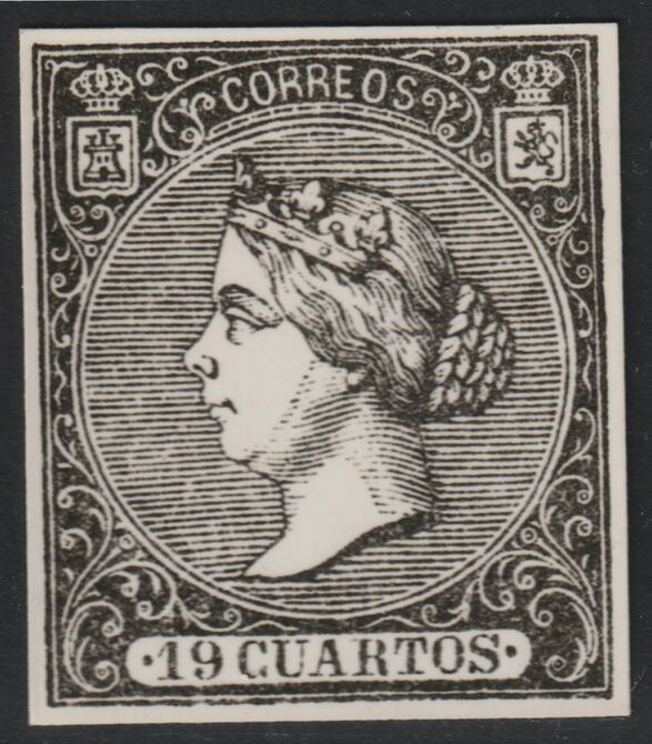 Spain 1866 Queen Isabella 19c twice stamp-size Photographic print from Sperati's own negative with BPA handstamp on back, superb reference