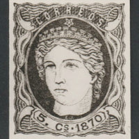 Spain 1870 Queen Isabella 5c twice stamp-size Photographic print from Sperati's own negative with BPA handstamp on back, superb reference