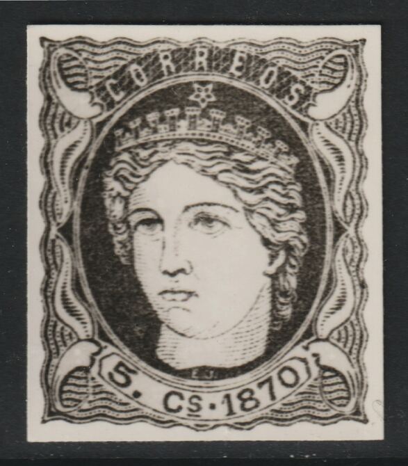 Spain 1870 Queen Isabella 5c twice stamp-size Photographic print from Sperati's own negative with BPA handstamp on back, superb reference