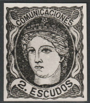 Spain 1870 Queen Isabella 2E twice stamp-size Photographic print from Sperati's own negative with BPA handstamp on back, superb reference