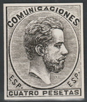 Spain 1872 Regency 4p twice stamp-size Photographic print from Sperati's own negative with BPA handstamp on back, superb reference