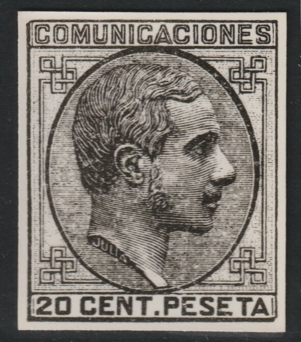 Spain 1878 King Alfonso 20c twice stamp-size Photographic print from Sperati's own negative with BPA handstamp on back, superb reference