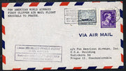 Belgium 1946 Pan American Airways First Clipper Air Mail Flight cover to Czechoslovakia with special 'Brussels to Prague' Cachet and bearing Paddle Steamer stamp (SG 1176)