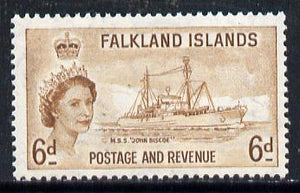 Falkland Islands 1955 John Biscoe Research Ship 6d unmounted mint, SG 190