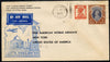 India 1947 Pan American Airways First Clipper Air Mail Flight cover to USA with special 'Calcutta to New York' Illustrated Cachet (Statue of Liberty & Taj Mahal) in blue bearing KG6 2as & 1r