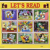 Palau 1997 Let's Read, Disney sheetlet containing set of 9 x 32c values unmounted mint