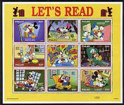 Palau 1997 Let's Read, Disney sheetlet containing set of 9 x 32c values unmounted mint