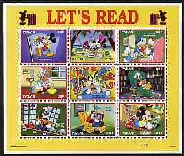 Palau 1997 Let's Read, Disney sheetlet containing set of 9 x 32c values unmounted mint