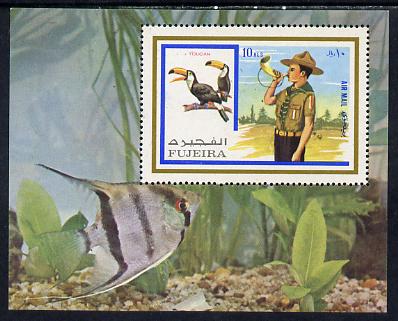 Fujeira 1972 Scouts perf m/sheet (With Toucan & Angelfish) cto used Mi BL 107A