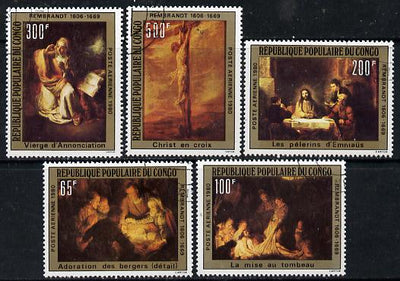 Congo 1980 Religious paintings by Rembrandt set of 5 cto used, SG 734-38