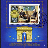 Manama 1972 Charles de Gaulle m/sheet (Seated with Kennedy) cto used, Mi BL 130A