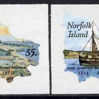 Norfolk Island 1975 Anniversary of Second Settlement self-adhesive set of 2 in shape of Map, SG 163-64 unmounted mint*