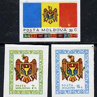 Moldova 1991 Declaration of Sovereignty imperf set of 3, SG 1-3 unmounted mint*