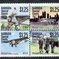 Barbuda 1977 50th Anniversary of Lindbergh's Transatlantic Flight $1.25 se-tenant block of 4 unmounted mint from Special Events set, SG 371a