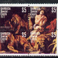 Barbuda 1977 400th Birth Anniversary of Rubens $5 se-tenant block of 4 from Special Events set of 20 unmounted mint, SG 382a