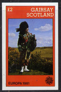 Gairsay 1981 EUROPA (Scottish Piper) imperf deluxe sheet (£2 value) unmounted mint