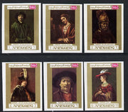 Yemen - Royalist 1969 Paintings by Rembrandt imperf set of 6 unmounted mint (Mi 710-15B)