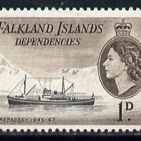 Falkland Islands Dependencies 1954-62 Ships 1d Trepassey Waterlow printing, SG G27