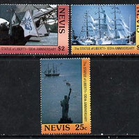 Nevis 1986 the 3 Ship stamps from 'Statue of Liberty' set (25c, $1 & $2) SG 444. 448 & 450 unmounted mint*