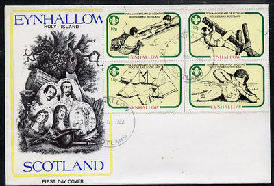 Eynhallow 1982 75th Anniversary of Scouting perf set of 4 on cover with first day cancel