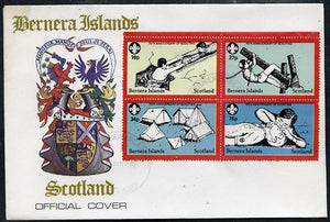 Bernera 1982 75th Anniversary of Scouting perf set of 4 on cover with first day cancel