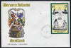 Bernera 1982 75th Anniversary of Scouting imperf souvenir sheet (£1 value showing Campfire) on cover with first day cancel