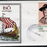 Iso - Sweden 1982 75th Anniversary of Scouting imperf souvenir sheet (600 value showing Baden Powell) on cover with first day cancel