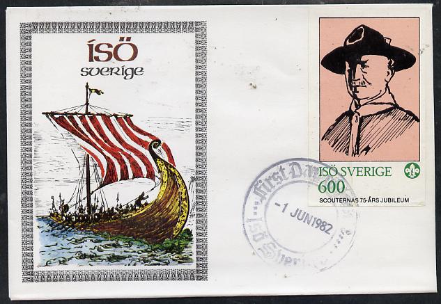 Iso - Sweden 1982 75th Anniversary of Scouting imperf souvenir sheet (600 value showing Baden Powell) on cover with first day cancel