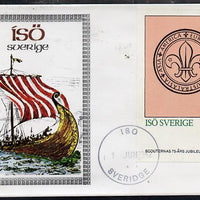 Iso - Sweden 1982 75th Anniversary of Scouting imperf deluxe sheet (1000 value showing Scout Badge) on cover with first day cancel