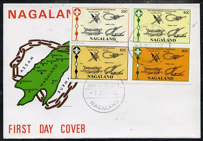 Nagaland 1982 75th Anniversary of Scouting perf set of 4 on cover with first day cancel