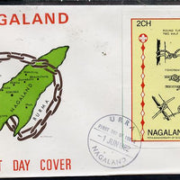 Nagaland 1982 75th Anniversary of Scouting imperf deluxe sheet (2ch value showing Knots) on cover with first day cancel