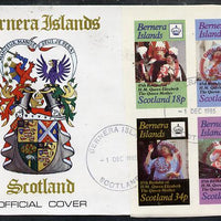 Bernera 1985 Life & Times of HM Queen Mother imperf set of 4 with Girl Guide 75th Anniversary opt in red, on cover with first day cancel