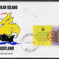 Davaar Island 1985 Life & Times of HM Queen Mother imperf souvenir sheet (£1 value) with Girl Guide 75th Anniversary opt in red, on cover with first day cancel