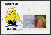 Davaar Island 1985 Life & Times of HM Queen Mother imperf deluxe sheet (£2 value) with Girl Guide 75th Anniversary opt in red, on cover with first day cancel