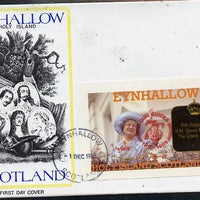 Eynhallow 1985 Life & Times of HM Queen Mother imperf deluxe sheet (£2 value) with Girl Guide 75th Anniversary opt in red, on cover with first day cancel