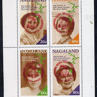 Nagaland 1985 Life & Times of HM Queen Mother perf set of 4 with Girl Guide 75th Anniversary opt in red unmounted mint