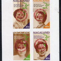 Nagaland 1985 Life & Times of HM Queen Mother imperf set of 4 with Girl Guide 75th Anniversary opt in red unmounted mint