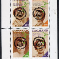 Nagaland 1985 Life & Times of HM Queen Mother perf set of 4 with Girl Guide 75th Anniversary opt in black unmounted mint