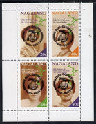 Nagaland 1985 Life & Times of HM Queen Mother perf set of 4 with Girl Guide 75th Anniversary opt in black unmounted mint