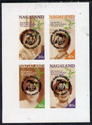 Nagaland 1985 Life & Times of HM Queen Mother imperf set of 4 with Girl Guide 75th Anniversary opt in black unmounted mint