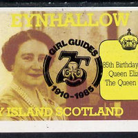 Eynhallow 1985 Life & Times of HM Queen Mother imperf souvenir sheet (£1 value) with Girl Guide 75th Anniversary opt in black unmounted mint