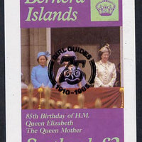 Bernera 1985 Life & Times of HM Queen Mother imperf deluxe sheet (£2 value) with Girl Guide 75th Anniversary opt in black unmounted mint