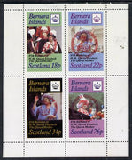 Bernera 1985 Life & Times of HM Queen Mother perf set of 4 with Girl Guide 75th Anniversary opt in red unmounted mint