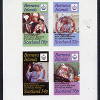 Bernera 1985 Life & Times of HM Queen Mother imperf set of 4 with Girl Guide 75th Anniversary opt in red unmounted mint