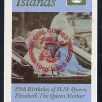 Bernera 1985 Life & Times of HM Queen Mother imperf souvenir sheet (£1 value) with Girl Guide 75th Anniversary opt in red unmounted mint