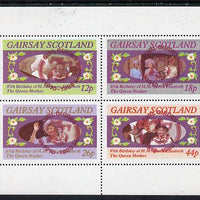 Gairsay 1985 Life & Times of HM Queen Mother perf set of 4 with Girl Guide 75th Anniversary opt in red unmounted mint