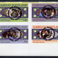 Gairsay 1985 Life & Times of HM Queen Mother imperf set of 4 with Girl Guide 75th Anniversary opt in black unmounted mint