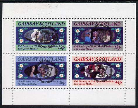 Gairsay 1985 Life & Times of HM Queen Mother perf set of 4 with Girl Guide 75th Anniversary opt in black unmounted mint