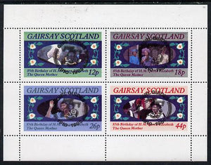 Gairsay 1985 Life & Times of HM Queen Mother perf set of 4 with Girl Guide 75th Anniversary opt in black unmounted mint